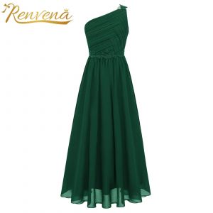 Robe à fleurs pour filles, Robes de cérémonie élégantes, asymétrique épaule dénudée, Robes de fête