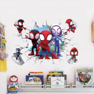Dessin animé mignon mini Spiderman Super héros Stickers muraux pour chambre d'enfants décoration