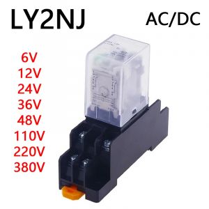 1 ensemble de relais de puissance de bobine AC/DC 6V 12V 24V 36V 48V 110V 220V 380V, LY2NJ DPDT 8