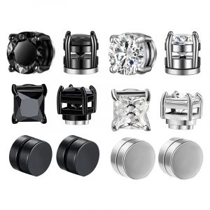 6 pi&egrave;ces ensemble cristal fort magn&eacute;tique oreille boucles d'oreilles pour hommes et femmes Punk rond