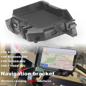 Support de t&eacute;l&eacute;phone GPS de chargement sans fil pour moto, support de Navigation pour BMW F850GS