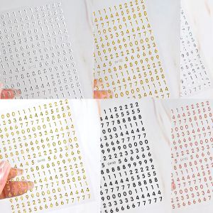 5 pi&egrave;ces 3D al&eacute;atoire 0-9 chiffres lettre ensemble auto-adh&eacute;sif d&eacute;calcomanie curseur bricolage or