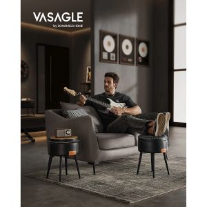 VASAGLE EKHO Collection - Pouf de Rangement, Tabouret de Coiffeuse, PU avec Coutures, Moderne