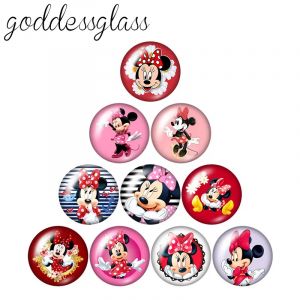 Disney mignon Minnie Mouse filles cadeau 10 pièces 12mm/18mm/20mm/25mm photo ronde cabochon en verre