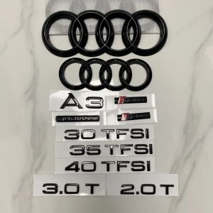 AUDI A3 2014-2024 4 anneaux Logo ABS noir emblème directement couvert capot de voiture calandre