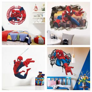 Dessin animé Spiderman Stickers muraux pour chambre d'enfants décoration de la maison 3d Super héros