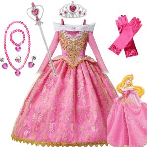 Robe de princesse aurore &laquo;la belle au bois dormant&raquo; pour filles, Costume fantaisie de f&ecirc;te