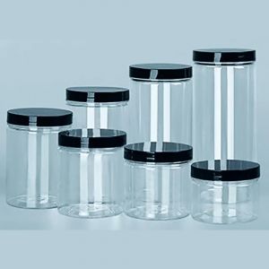 Bouteille d'emballage en plastique l'horloge transparent, bocal à strass de stockage circulaire HI,