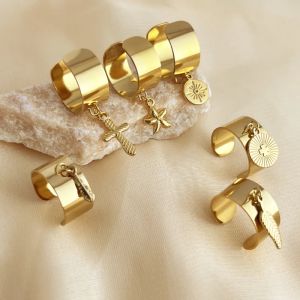 Bague pendentif européenne et américaine en acier inoxydable pour femmes, anneau de luxe léger,