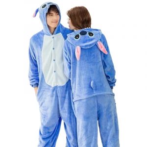 Stitch Anime Cosplay Costumes femmes hommes dessin animé combinaison adultes mignon flanelle à