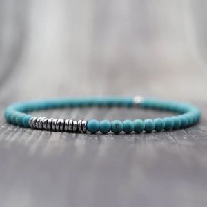 Nouveau 4mm pierre Bracelet hommes naturel volcanique roche oeil de tigre Braslet perlé couleur