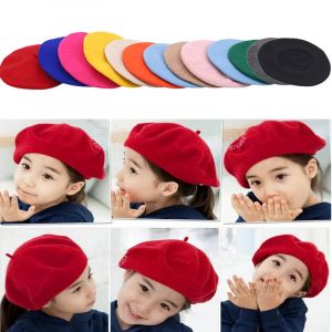 Mode bébé béret chapeau pour filles laine Vintage enfants bonnets casquette enfants peintre chapeaux