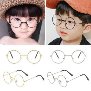 Petites lunettes de soleil rondes vintage pour enfants, monture en m&eacute;tal, lunettes pour enfants,