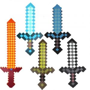 Jeu Minecraft Design épée diamant bleu mon monde jouet en mousse EVA souple Steve épée hache enfants