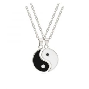 Nouveau 2 pièces Tai Chi Yin Yang huit Trigrammes pendentif colliers ensemble pour Couple couleur