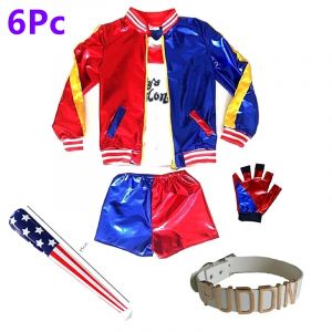 Costume de Cosplay Clown pour enfants, 6 pièces, pour Halloween, Quinn Squad Harley Monster,