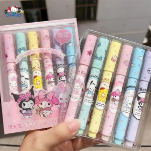 Sanrio &ndash; ensemble de stylos surligneurs mymelody Kuromi cannelle Pom Pom Purin Pochacco, marqueurs