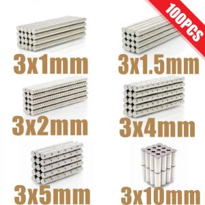 100 pièces Mini petit aimant rond N35 3x1 3x1.5 3x2 3x4 3x5 3x10mm aimant néodyme Permanent NdFeB