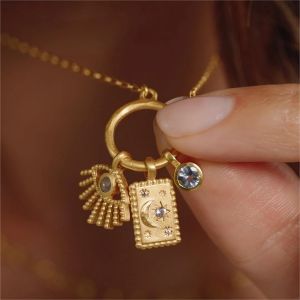 Collier pendentif DIY élément classique, oeil du soleil du diable, lune collier en pierre du