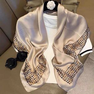 Écharpe de printemps pour femmes, Design de luxe, écharpe lisse en soie, bandeau musulman doux,