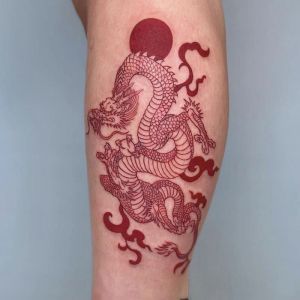 Nouveau rouge noir Dragon Tatoo autocollant imperm&eacute;able hommes et femmes tigre serpent oiseau fleur