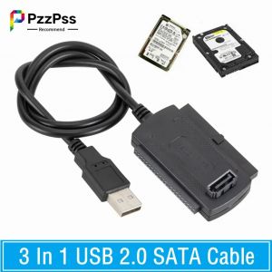 PzzPss 3 en 1 USB 2.0 IDE SATA 5.25 S-ATA 2.5 3.5 pouces disque dur HDD câble adaptateur pour PC