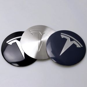 4 pi&egrave;ces 56mm Tesla capuchon de moyeu capuchon central Logo autocollant de haute qualit&eacute; pour Tesla