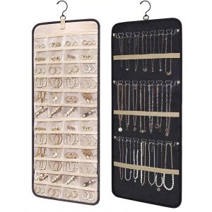 Organisateur de bijoux suspendu, support mural pour boucles d'oreilles, porte-collier,