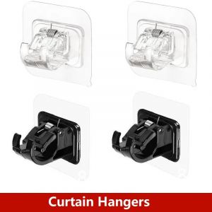 2/4 pi&egrave;ces supports de tringle &agrave; rideau auto-adh&eacute;sif support de tringle &agrave; rideau crochets sans clous