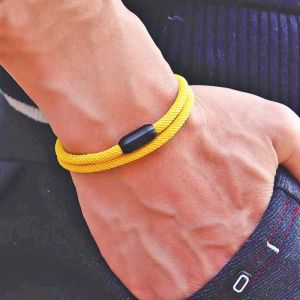 Mode corde Bracelet Homme attirer aimant Braclet Hombre acier inoxydable Braslet Homme accessoires