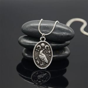 Odin corbeau Triple lune déesse Viking pendentif collier Wicca païen Talisman amulette sorcellerie