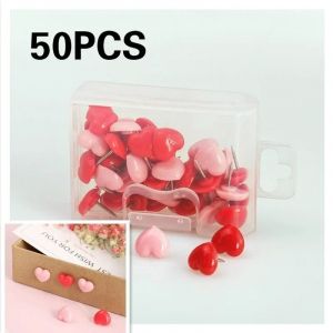 Paquet de 50 punaises colorées en plastique en forme de cœur, panneau de liège de haute qualité,