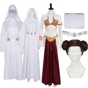 Leia Cosplay Costume princesse Fantasia esclave Bikini jupe adulte femmes Robe Robe ceinture