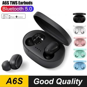 A6S TWS casque sans fil Bluetooth &eacute;couteur 5.0 casque st&eacute;r&eacute;o &eacute;couteurs avec Microphone pour iPhone