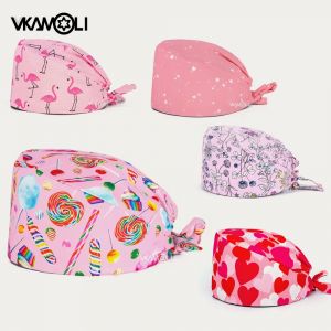 Casquette de gIslande série rose imprimée dessin animé, casquette d'allaitement, chapeaux de travail
