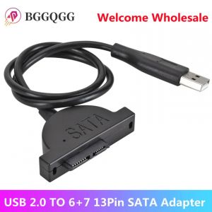 Adaptateur USB 2.0 vers Mini Sata II 7 + 6 13 broches pour ordinateur portable CD/DVD ROM,