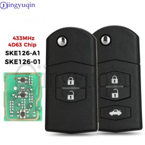 Jingyuqin 433MHz cl&eacute; &agrave; distance pliante d&eacute;marreur de voiture ID63-80bit pour Mazda 2 3 5 6 syst&egrave;me