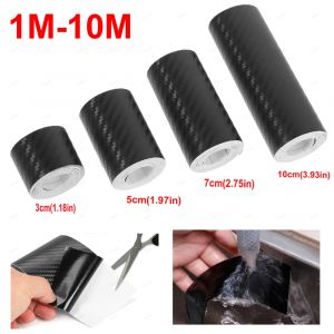 Autocollant 3D en Fiber de carbone pour voiture, 1 à 10M, bande de protection pour pâte, rebord de
