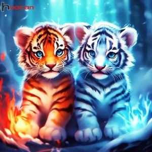 Huacan nouveautés diamant peinture tigre strass photos 5d bricolage perceuse broderie Animal à la