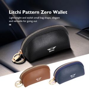 Portefeuille à fermeture éclair avec logo de voiture, porte-monnaie vintage, sac à clés pour Mini