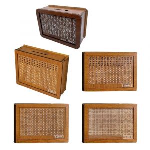 Tirelire en bois r&eacute;utilisable faite &agrave; la main, bo&icirc;te d'&eacute;conomie d'argent, tirelire avec compteur de