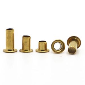 Oeillets métalliques en laiton, écrou à rivets creux en cuivre, trou traversant, œillets à rivets