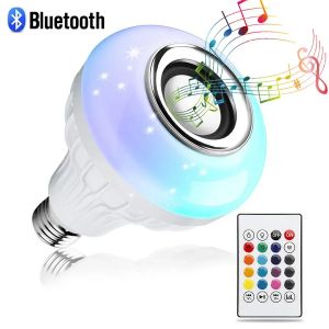Ampoule de musique avec haut-parleur Bluetooth E27, 12W, télécommande RGB, 85-265V, pour chambre à