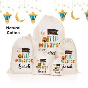 Sacs Cadeaux Personnalis&eacute;s en Coton pour Enfant Fille et Gar&ccedil;on, Sacoche de Proximit&eacute; du Ramadan,