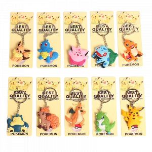 Porte-clés en alliage de silicone Pokemon Anime Marowak, Abra, Gengar, Ponyta, Porygon, accessoires