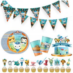 Couverts à thème Octonauts, décoration de fête pour enfants, fête d'anniversaire, tasse de bain pour