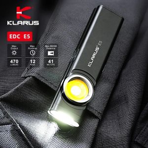 Klarus E5 COB lampes de poche torche magn&eacute;tique double lumi&egrave;re 8 Modes d'&eacute;clairage USB C lampe de