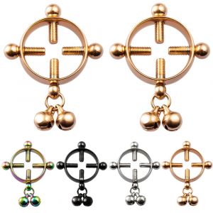 R&eacute;initialisation de mamelon de cloche en acier inoxydable, anneau de faux mamelon, pendentif sexy,