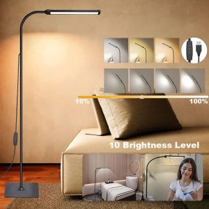 Lampadaire LED pour salon, support à col de cygne réglable, lumière à intensité variable, lampe de