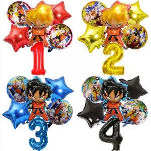 Ensemble de ballons de f&ecirc;te Dragon Ball, 6 pi&egrave;ces, dessin anim&eacute; Son Goku, 32 pouces, d&eacute;corations de